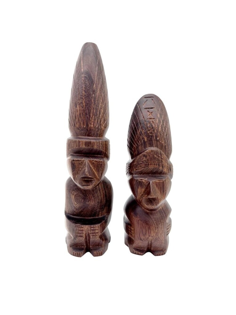Wooden Figurine 8 Inches Tall Rich Brown Finish Unique Cultural Decor Piece